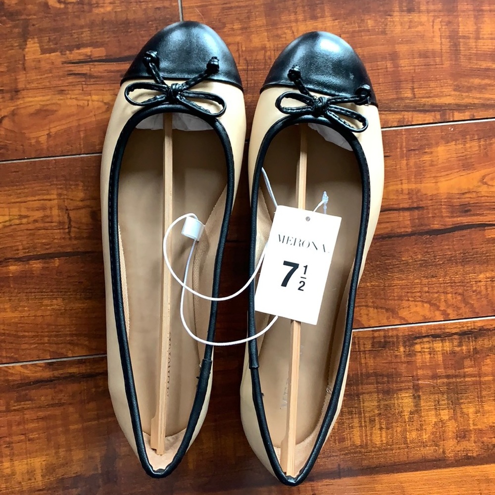 Merona Madeline Tan w/Black Toe Flats